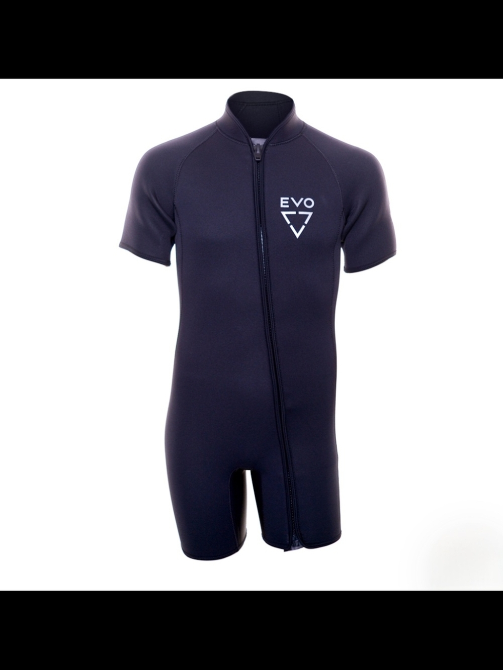 Men's Short Sleeve Black One-Piece Wetsuit - Front Zip